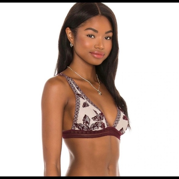 NWT Free People Alia Bralette in Bordeaux Combo S - Picture 4 of 6